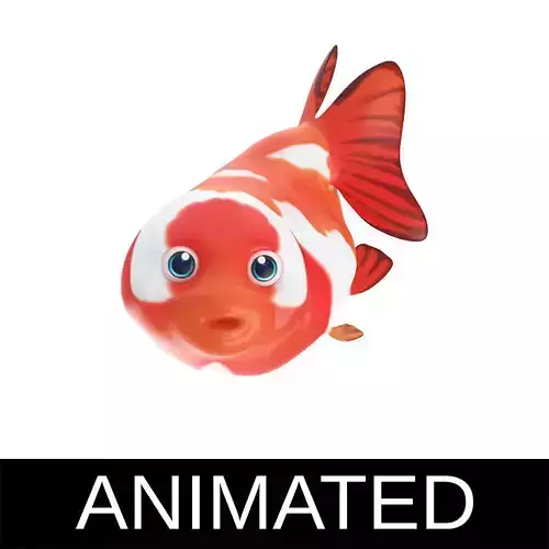 Ranchu Gold Fish Cartoon Animated  Low-poly 3D model