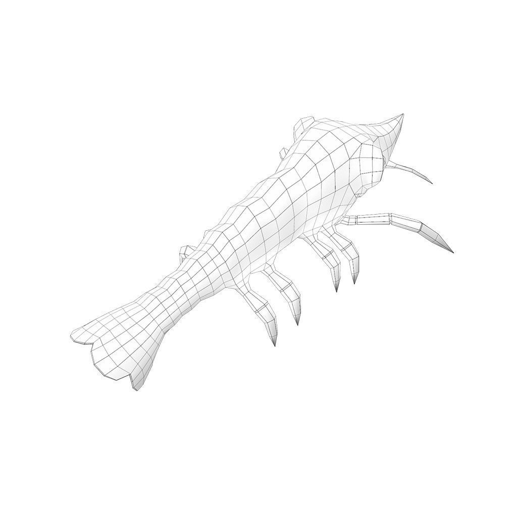 Giant Tiger Prawn Animated Cartoon Low-poly 3D model_4