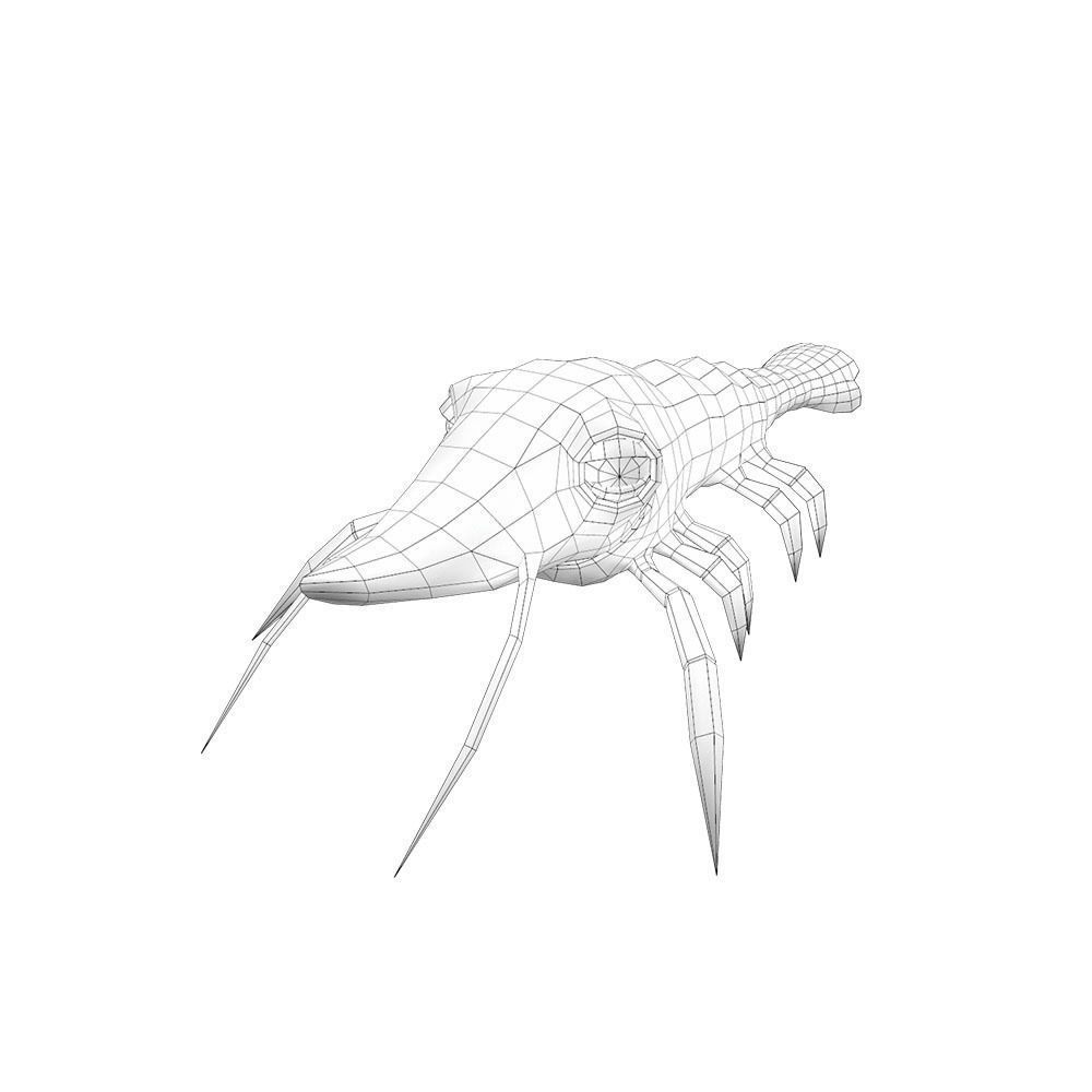 Giant Tiger Prawn Animated Cartoon Low-poly 3D model_6