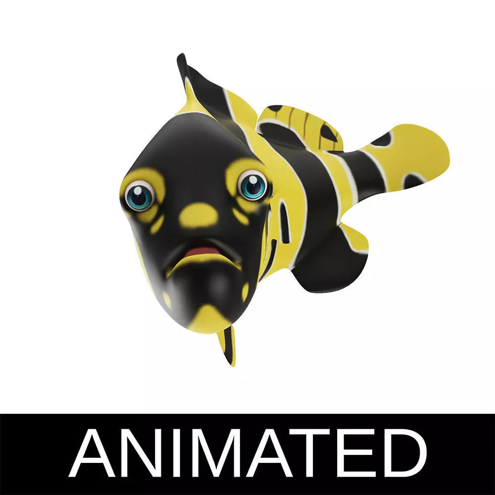 Giant Grouper Animated Fish Cartoon Low-poly 3D model