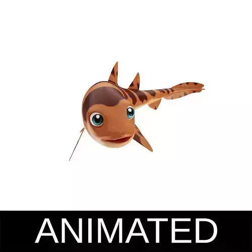 White Spotted Bamboo Shark Animated Fish  Low-poly 3D model