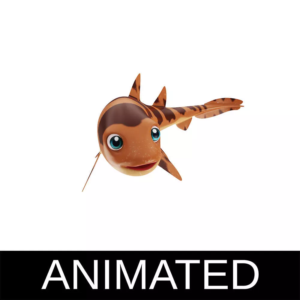 White Spotted Bamboo Shark Animated Fish Low-poly 3D model