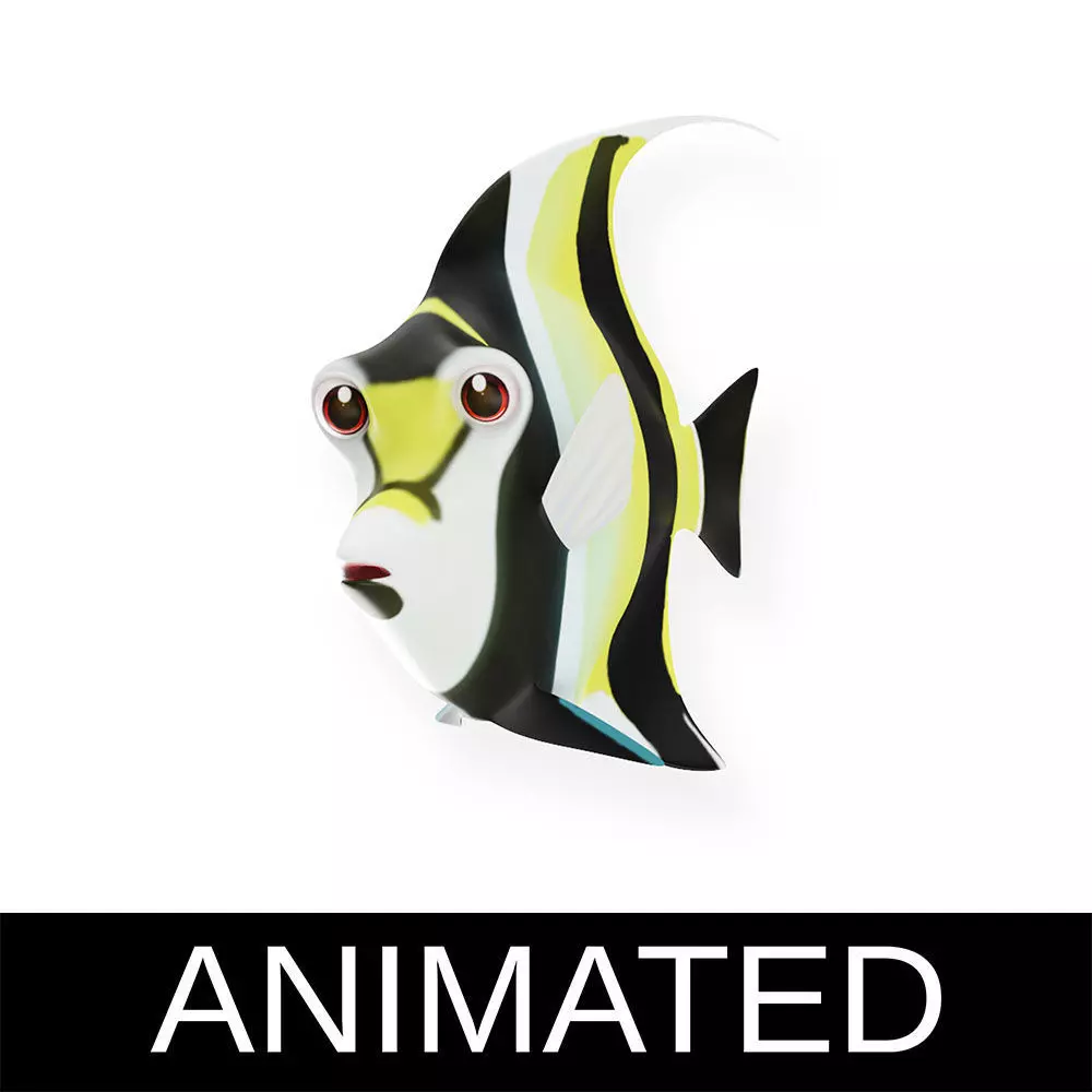 Moorish Idol Animated Fish Low-poly 3D model
