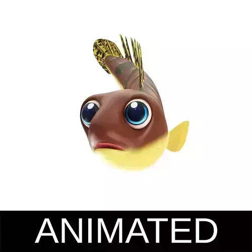 Barred Bichir Fish Cartoon Animated Low-poly 3D model