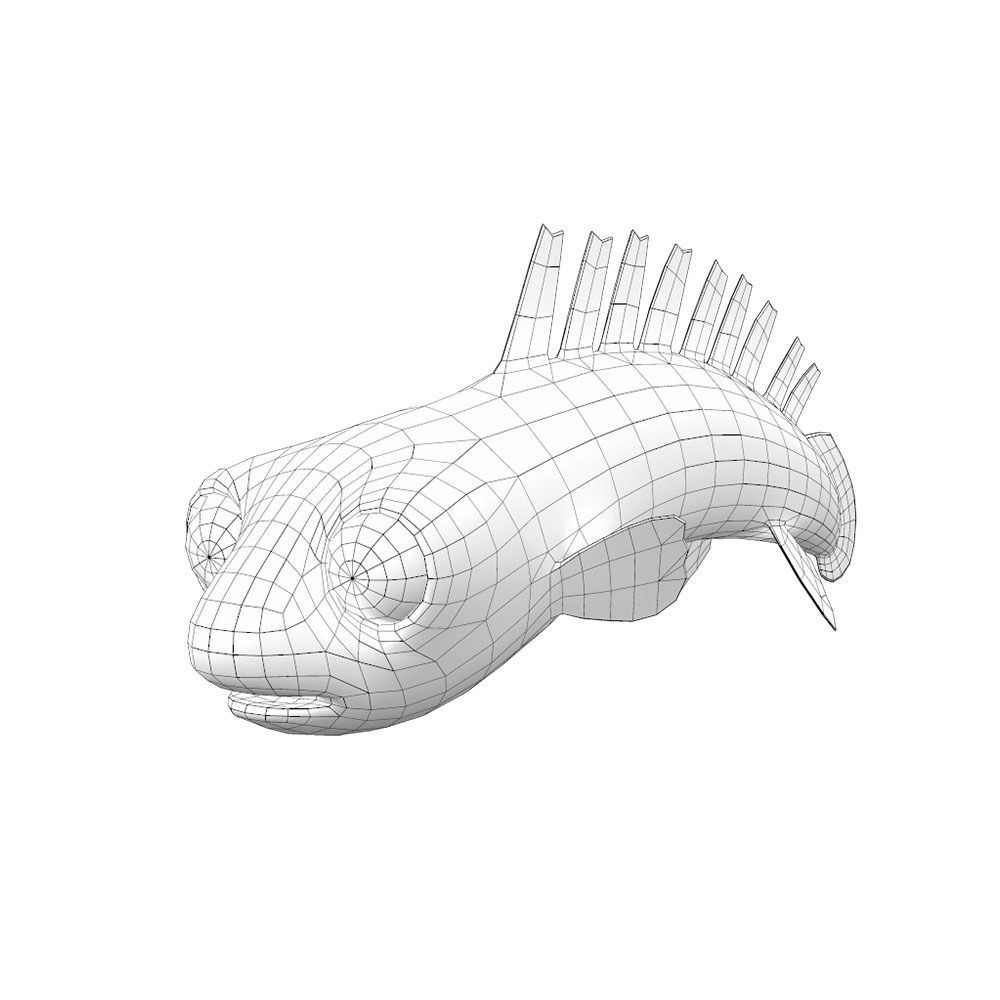 Barred Bichir Fish Cartoon Animated Low-poly 3D model_5