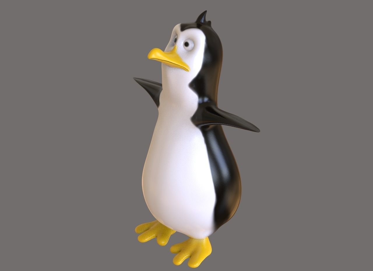 Penguin Toon Low-poly 3D model_2