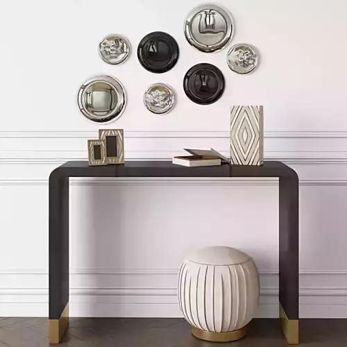 CB2  - Tyler Leather Console and Ottoman-Stool Low-poly 3D model