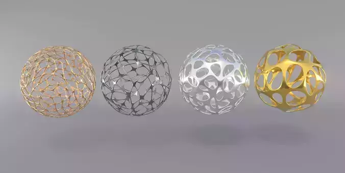 four metallic ornaments
