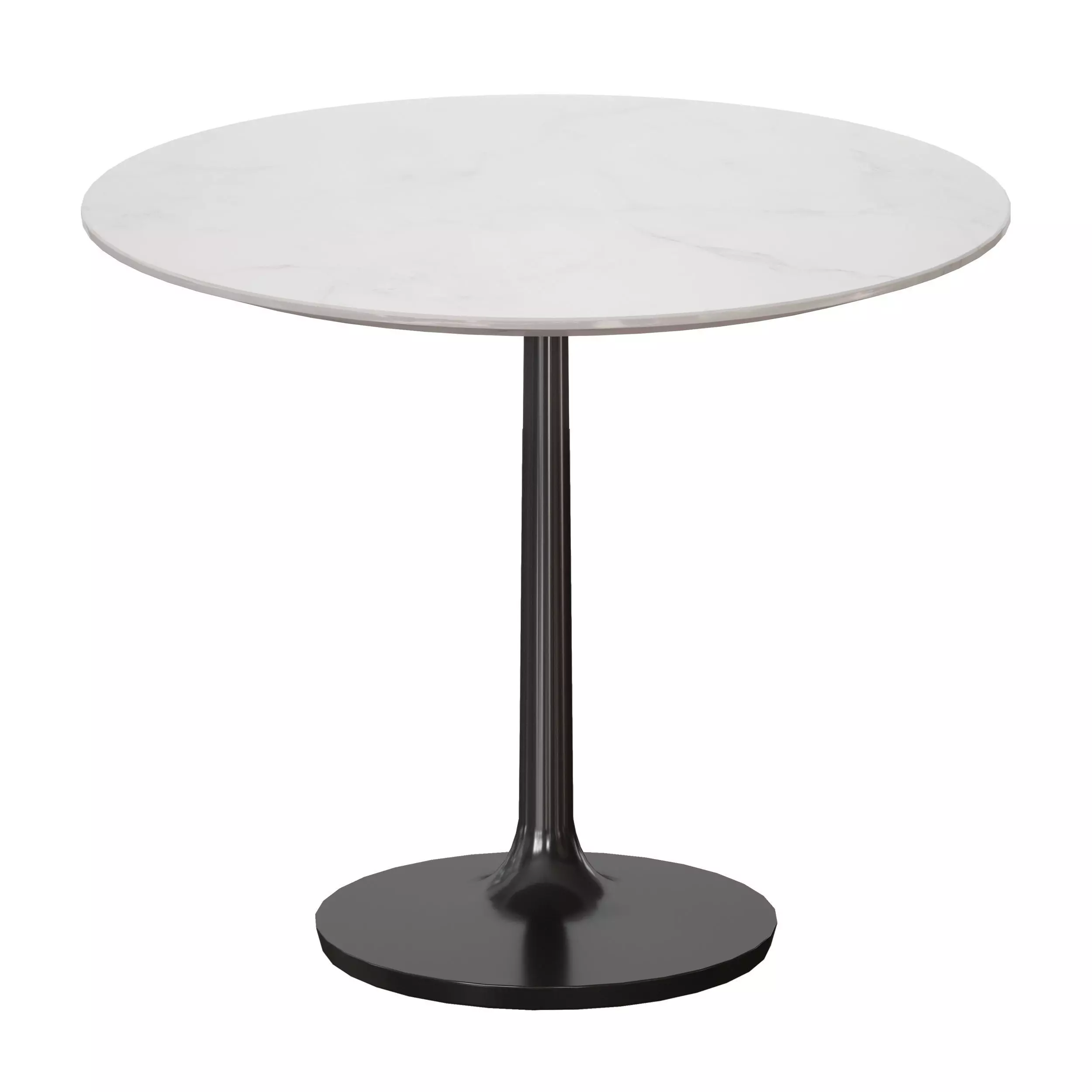 Nero 36 White Marble Dining Table with Matte Black Base Low-poly 3D model_0
