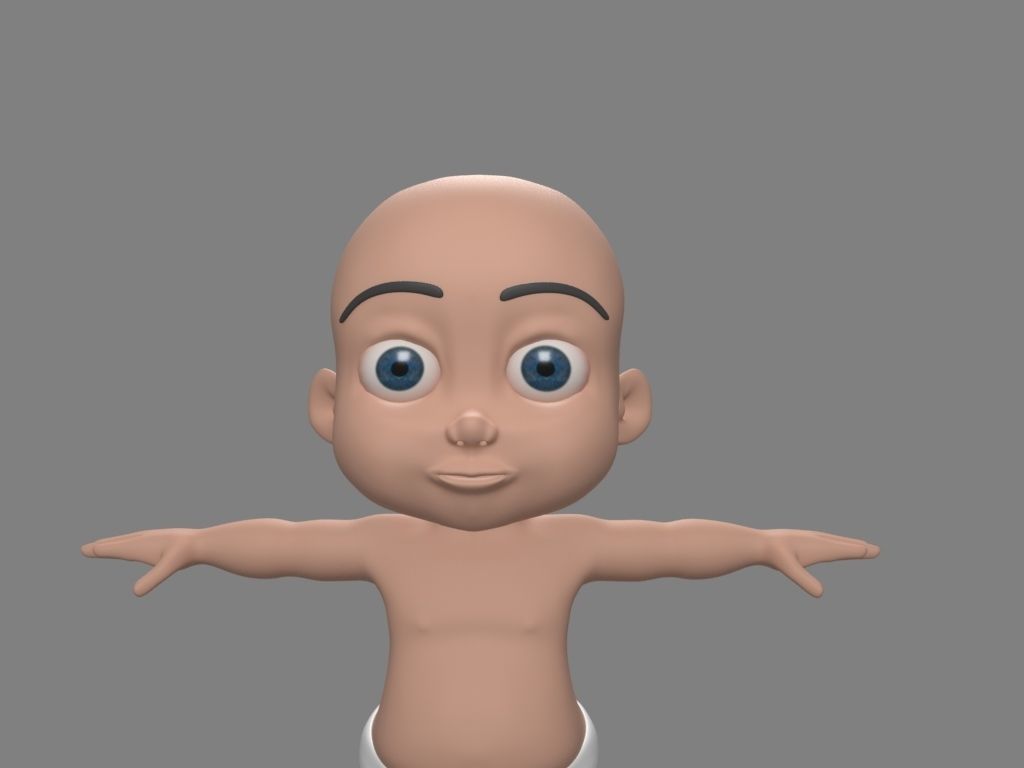 Baby 3D in diapers Low-poly 3D model_6