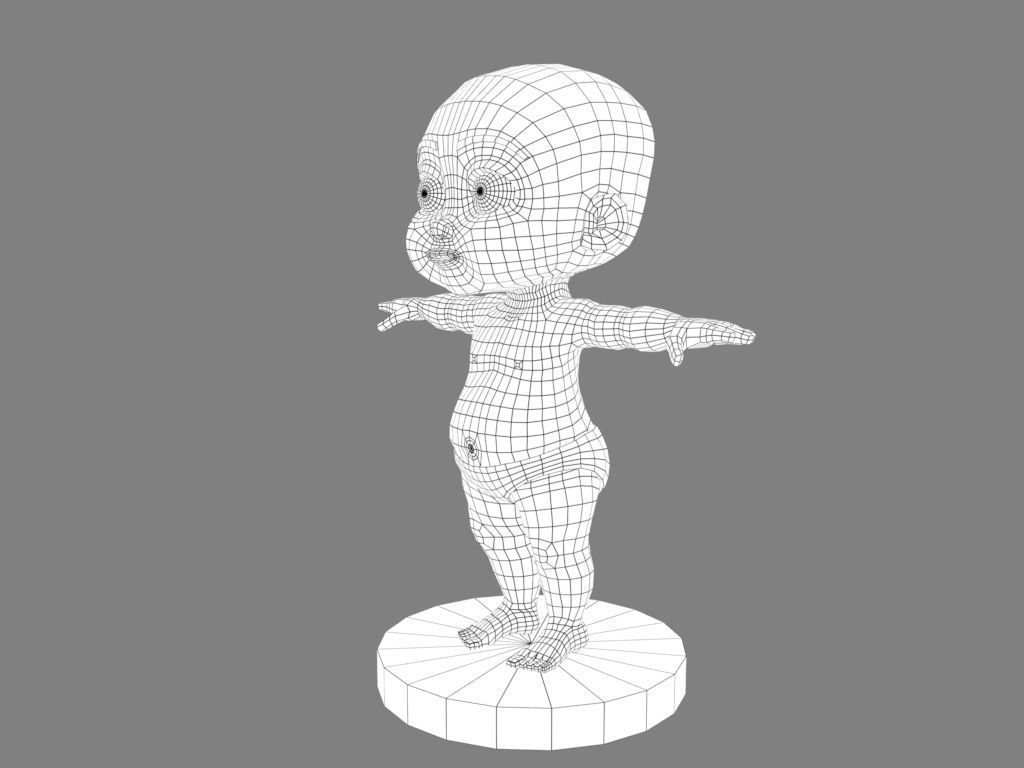 Baby 3D in diapers Low-poly 3D model_11