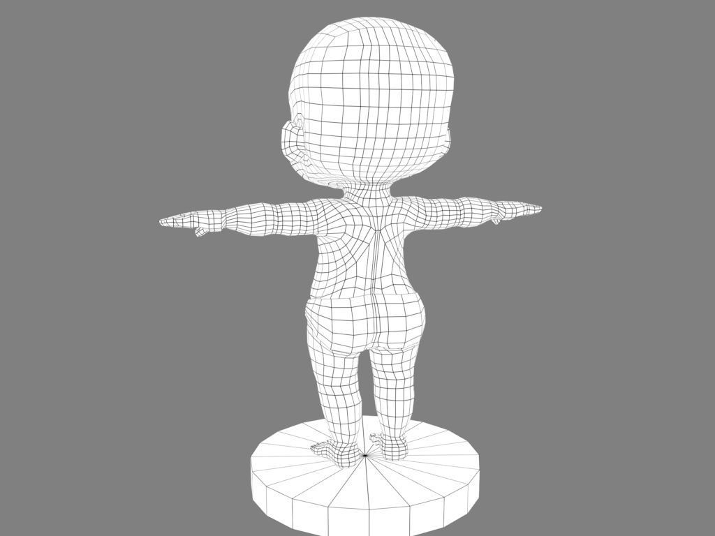 Baby 3D in diapers Low-poly 3D model_10