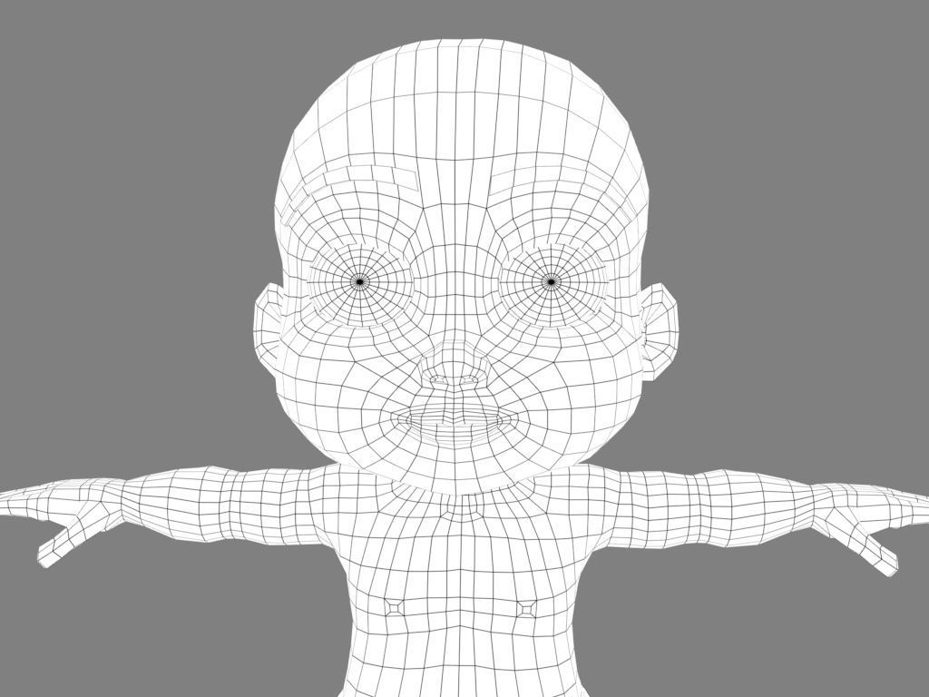 Baby 3D in diapers Low-poly 3D model_12