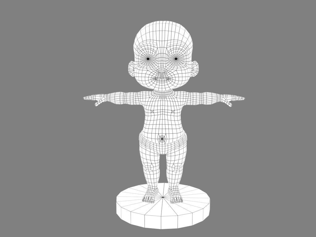 Baby 3D in diapers Low-poly 3D model_9