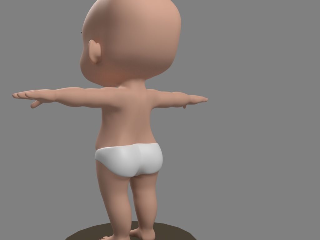 Baby 3D in diapers Low-poly 3D model_3