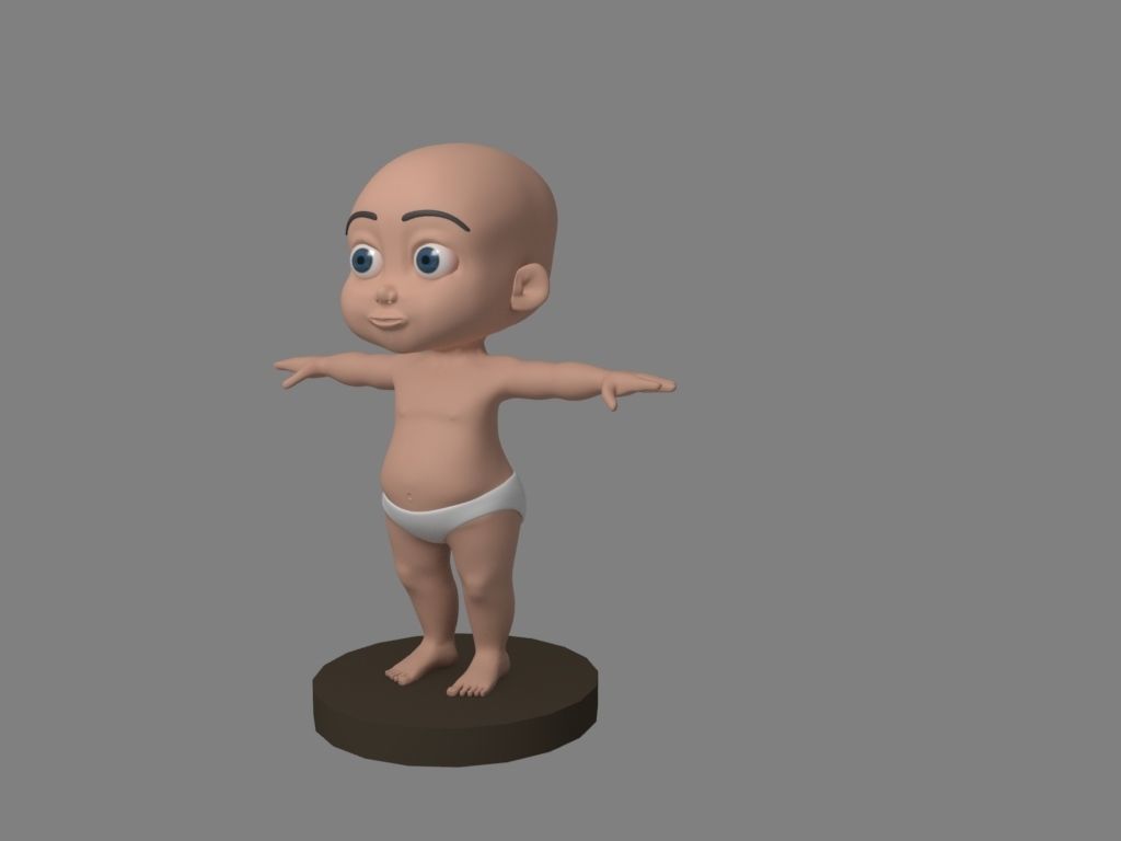 Baby 3D in diapers Low-poly 3D model_4