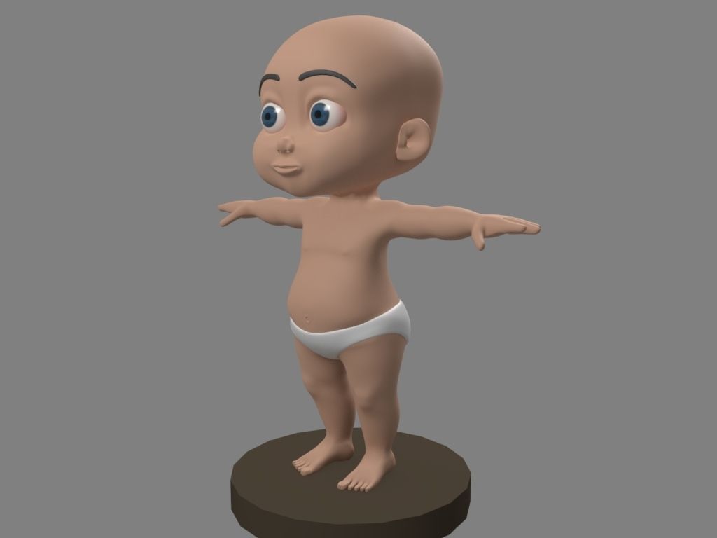 Baby 3D in diapers Low-poly 3D model_1