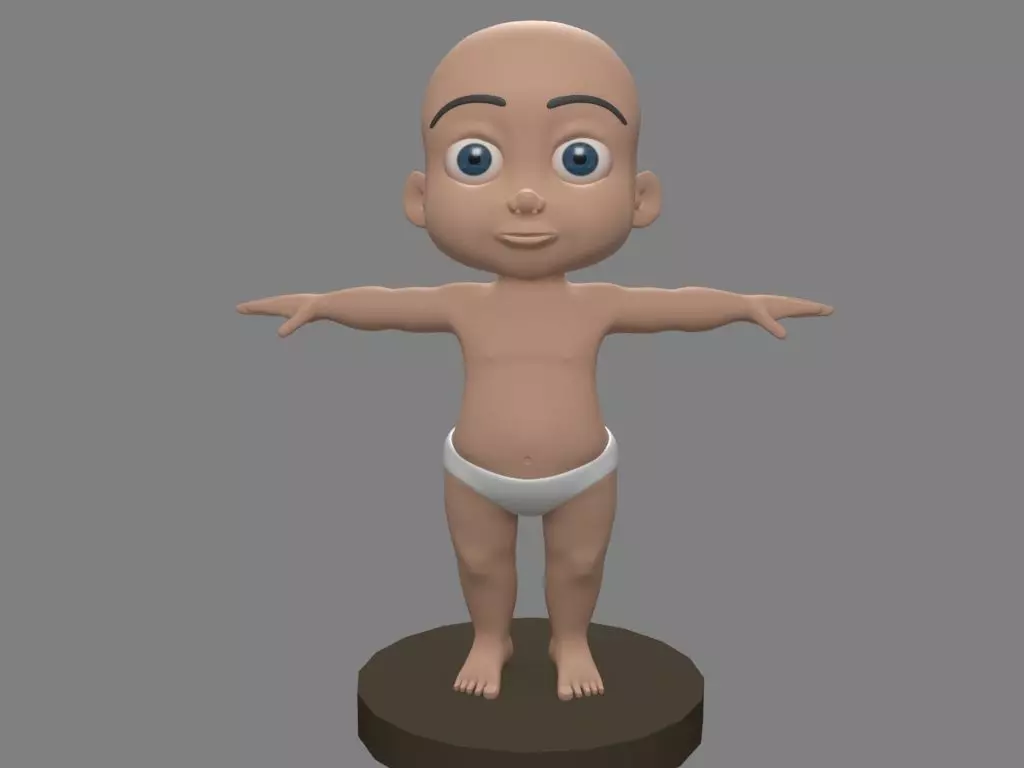 Baby 3D in diapers Low-poly 3D model_0