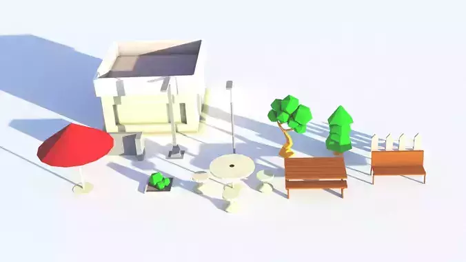 Pack Park Low-poly 3D model