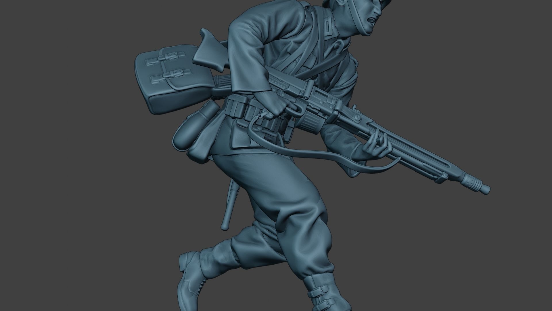 German soldier ww2 MG42 Run G7 3D print model_29