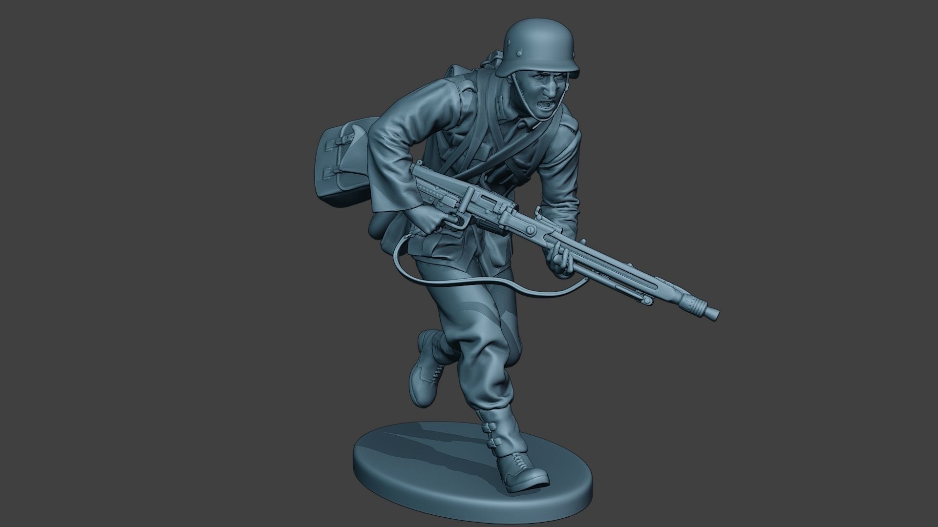 German soldier ww2 MG42 Run G7 3D print model_10