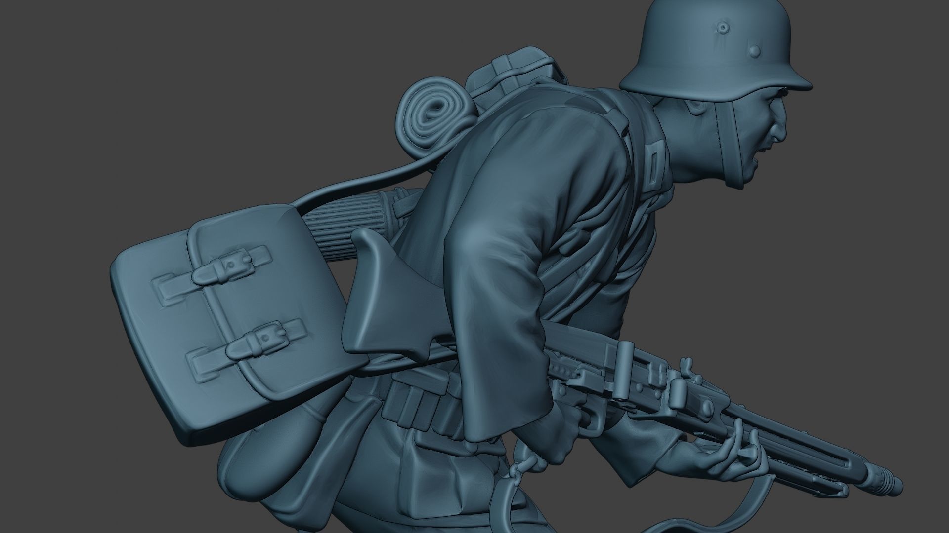 German soldier ww2 MG42 Run G7 3D print model_20