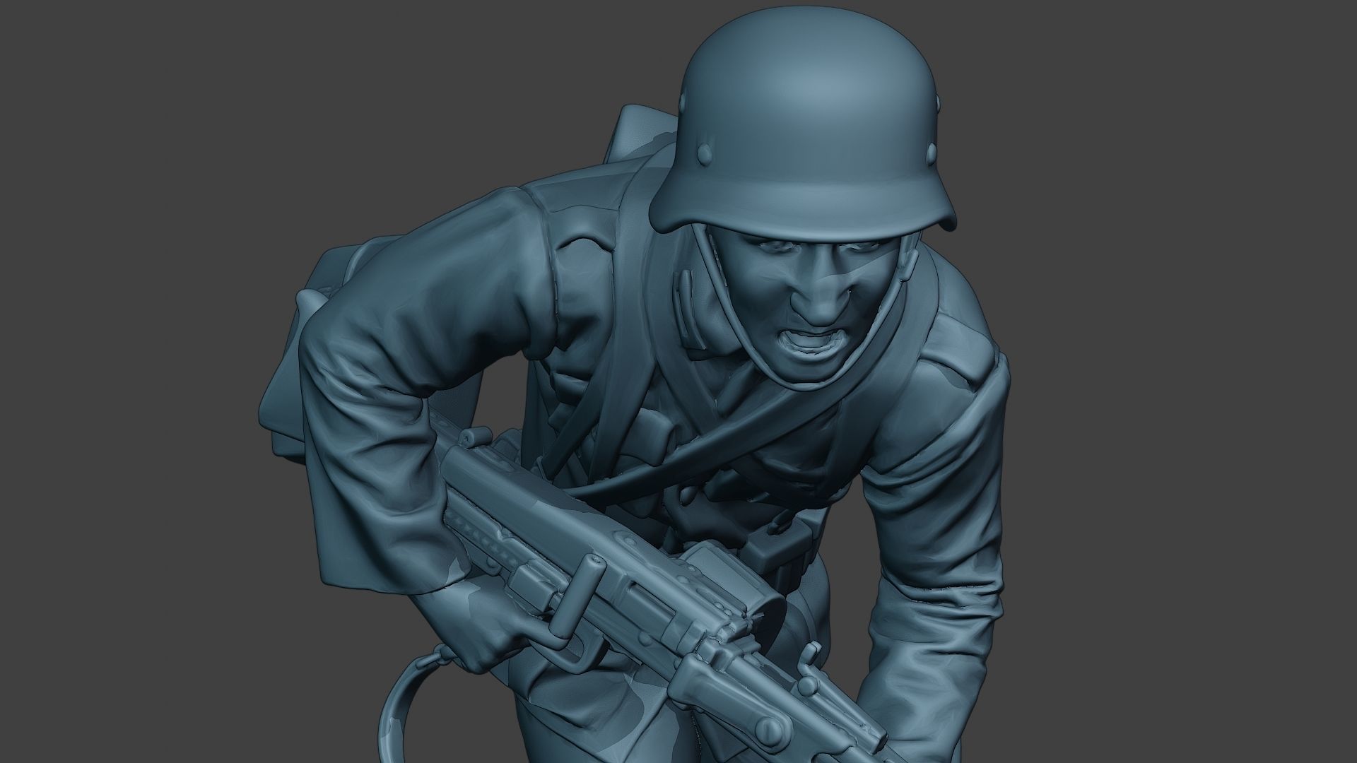 German soldier ww2 MG42 Run G7 3D print model_19