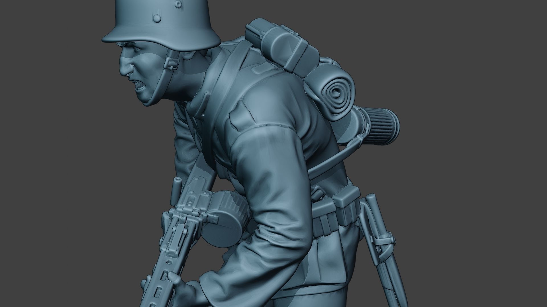 German soldier ww2 MG42 Run G7 3D print model_18