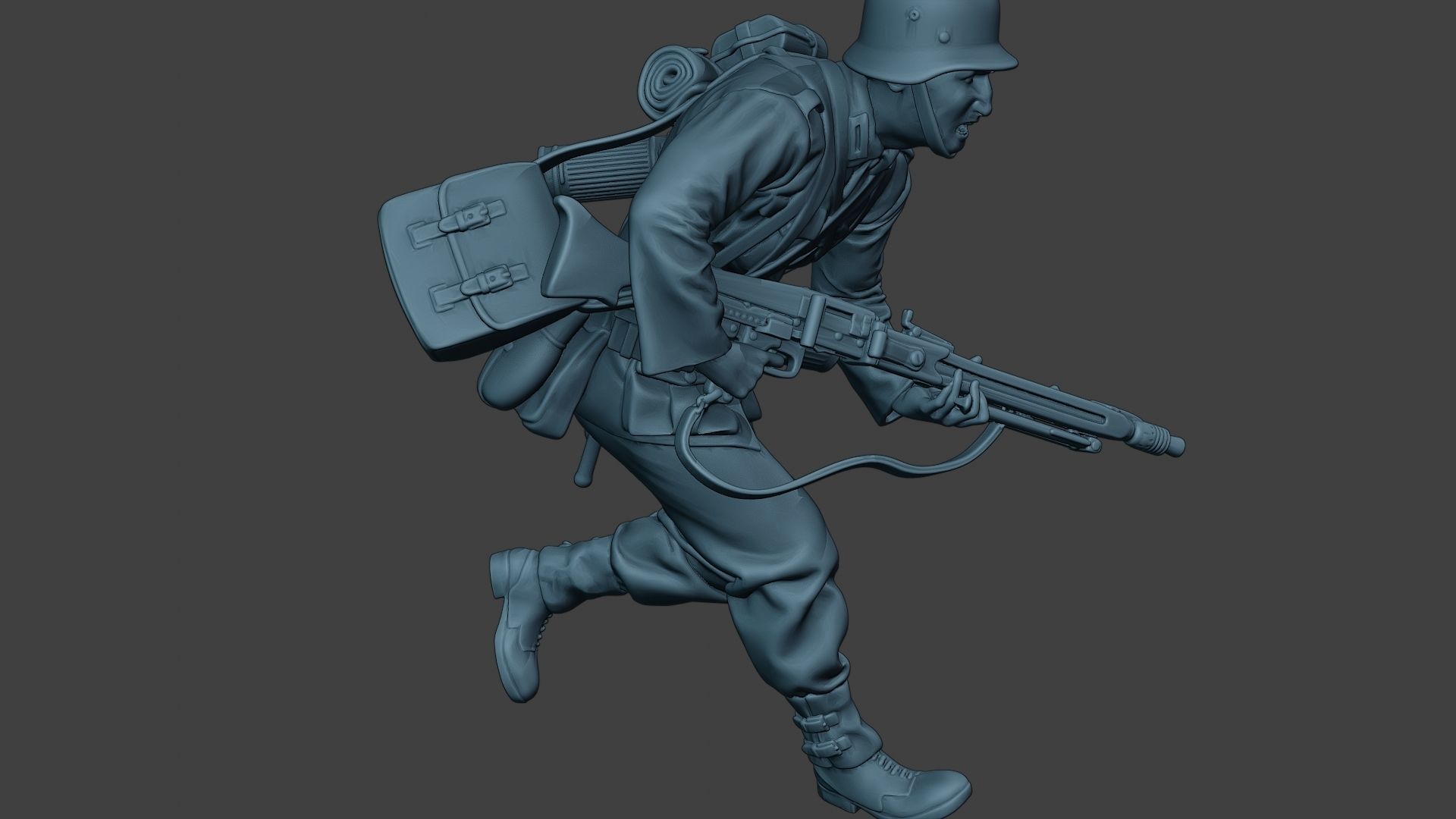 German soldier ww2 MG42 Run G7 3D print model_30