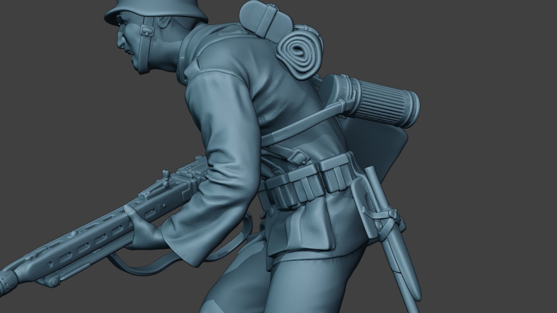 German soldier ww2 MG42 Run G7 3D print model_17