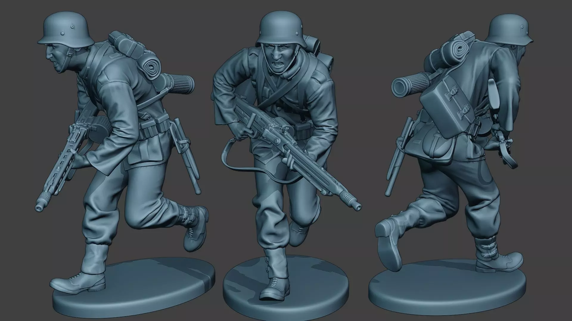 German soldier ww2 MG42 Run G7 3D print model_0