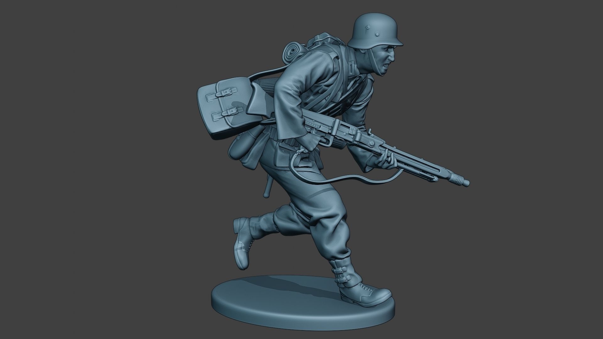 German soldier ww2 MG42 Run G7 3D print model_9