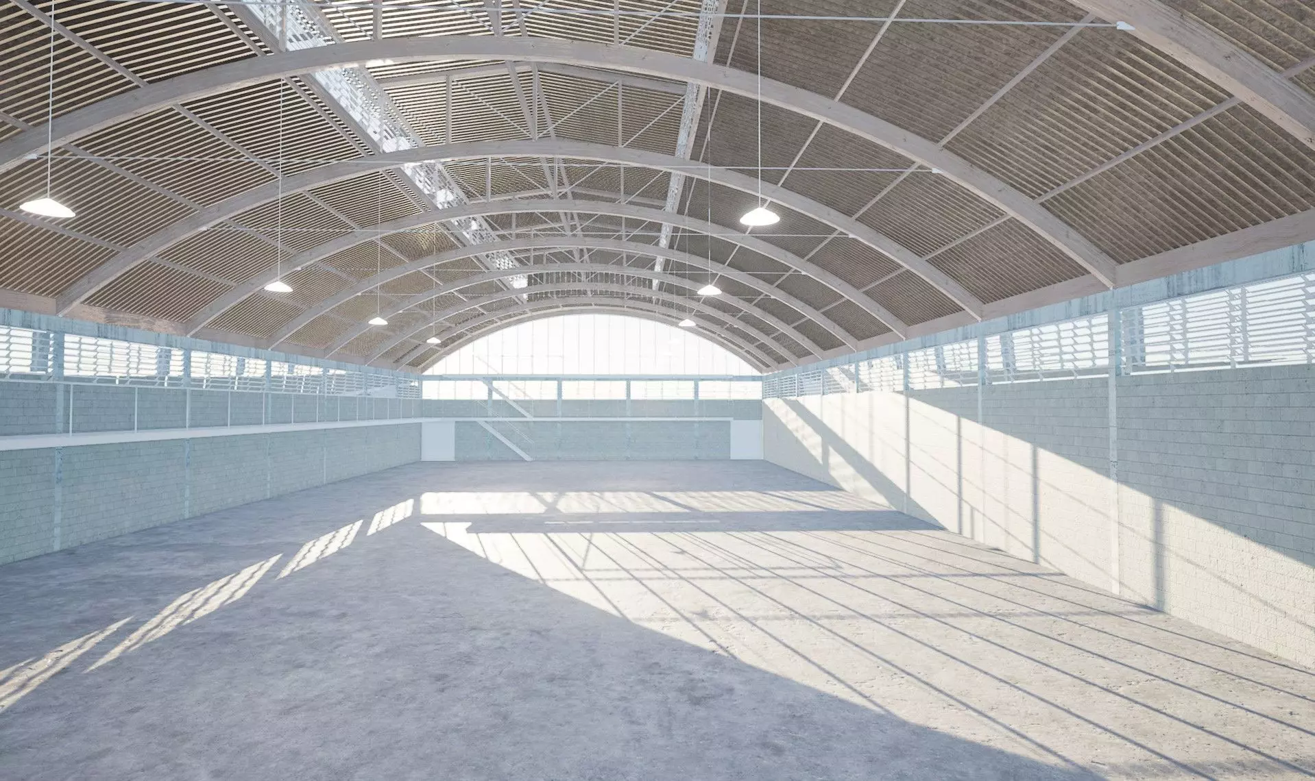 Curved Roof Warehouse for Unreal 4 Low-poly 3D model_0