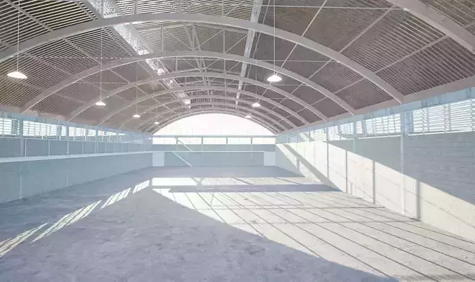 Curved Roof Warehouse for Unreal 4 Low-poly 3D model Curved Roof Warehouse for Unreal 4 Low-poly 3D model