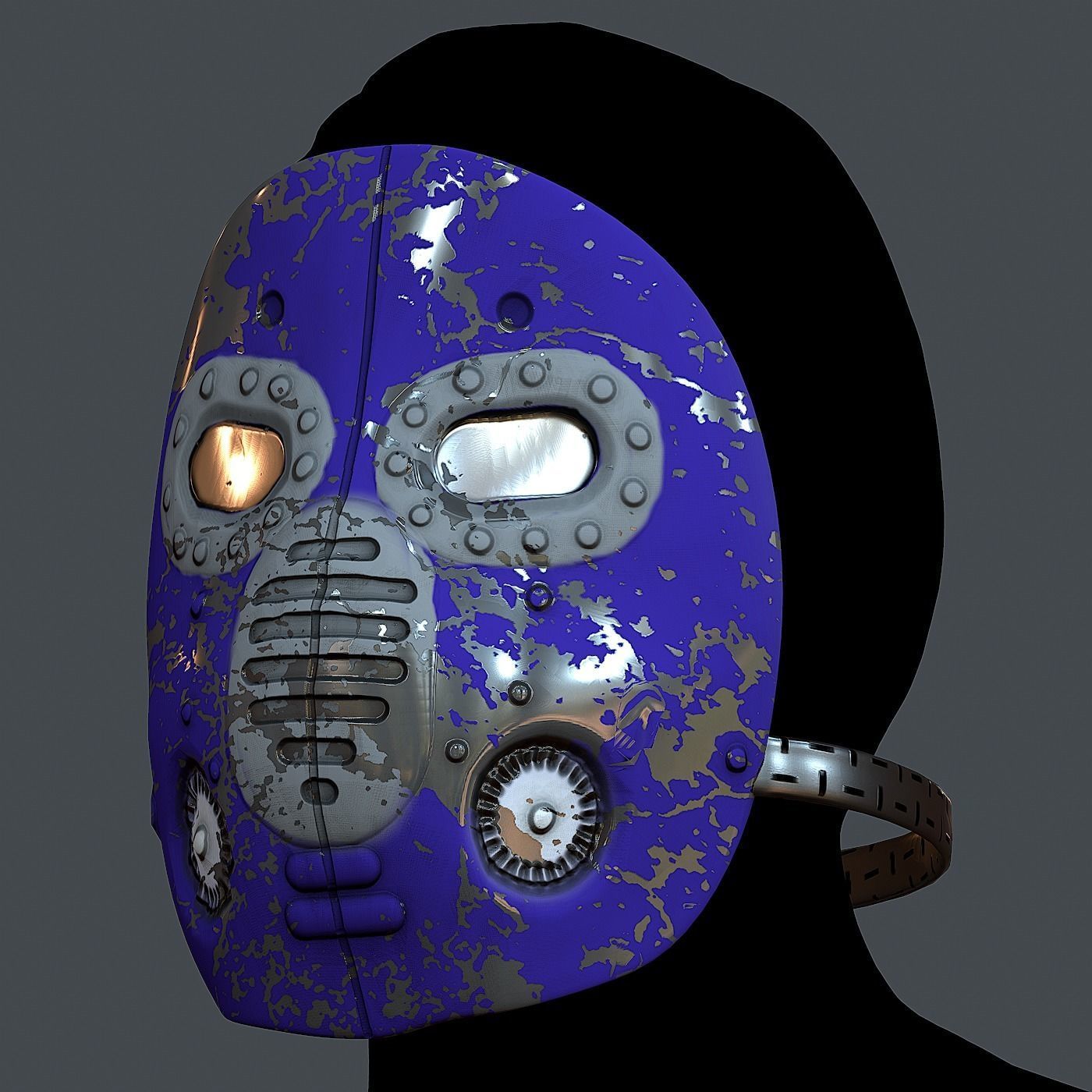 Gas mask helmet 3d model scifi Low-poly Low-poly 3D model_2