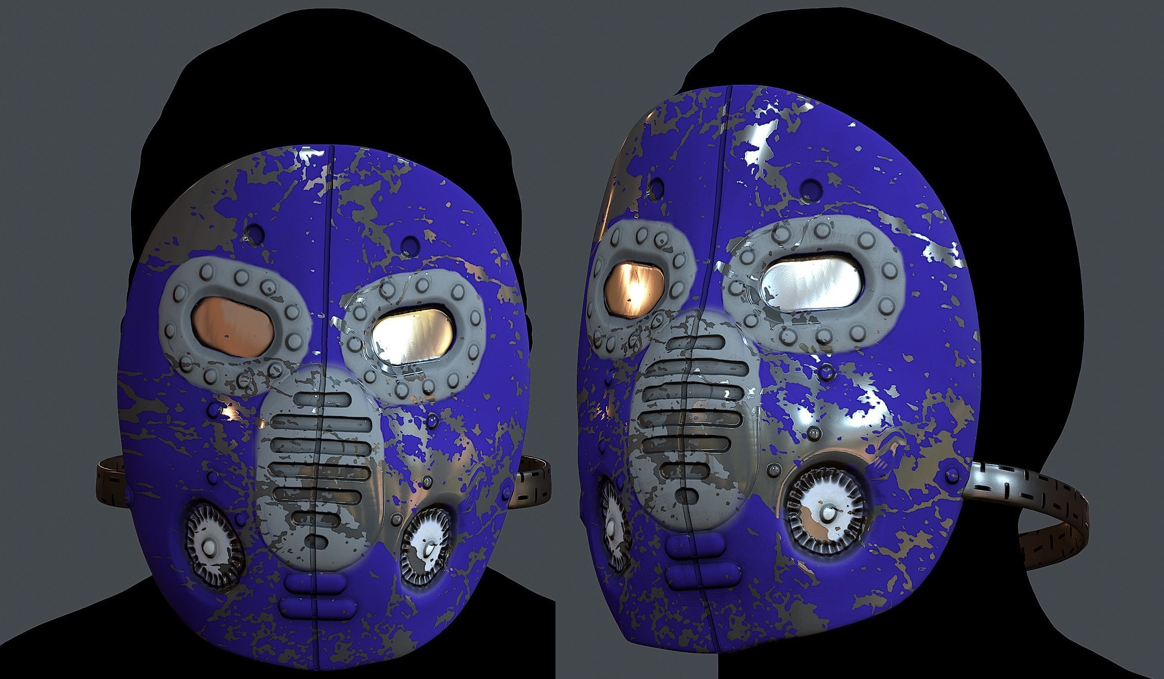 Gas mask helmet 3d model scifi Low-poly Low-poly 3D model_1