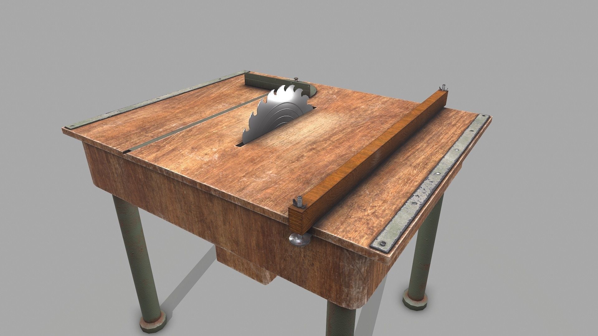 Old Circular Saw Bench  Low-poly 3D model_4