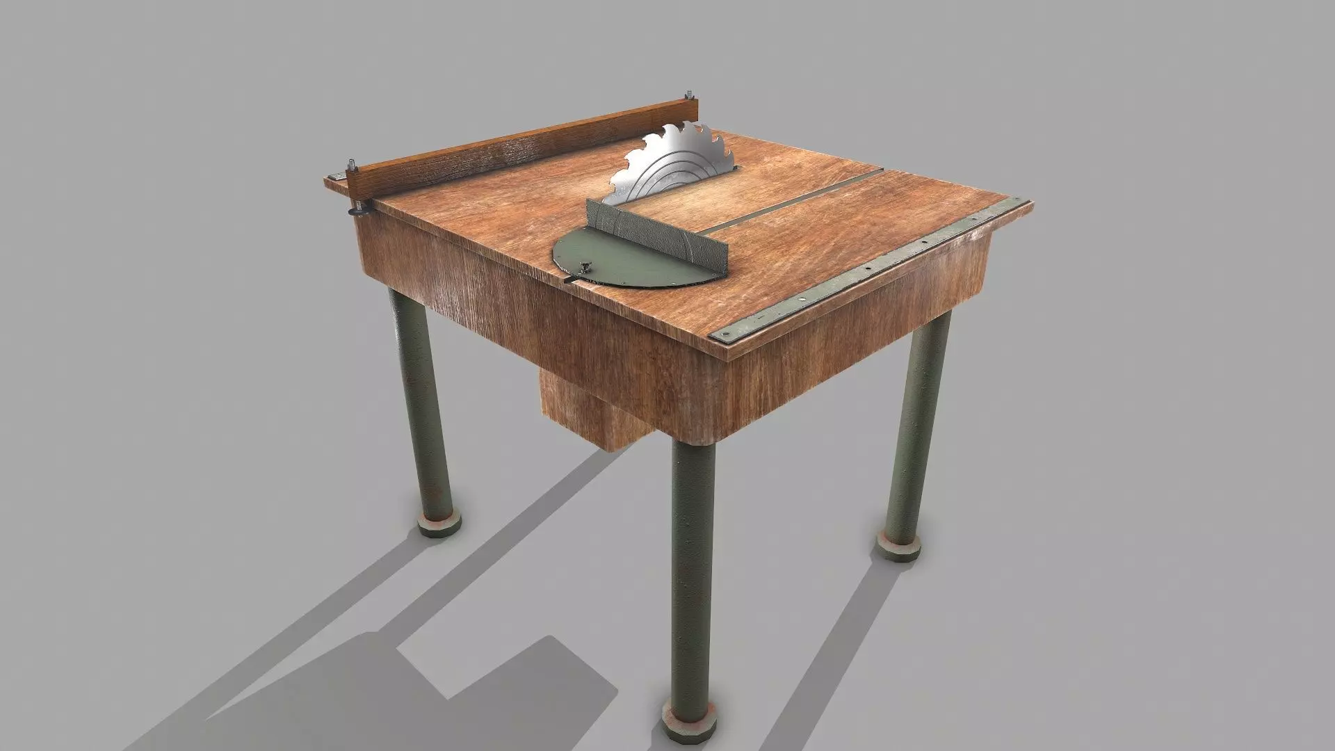 Old Circular Saw Bench  Low-poly 3D model_0