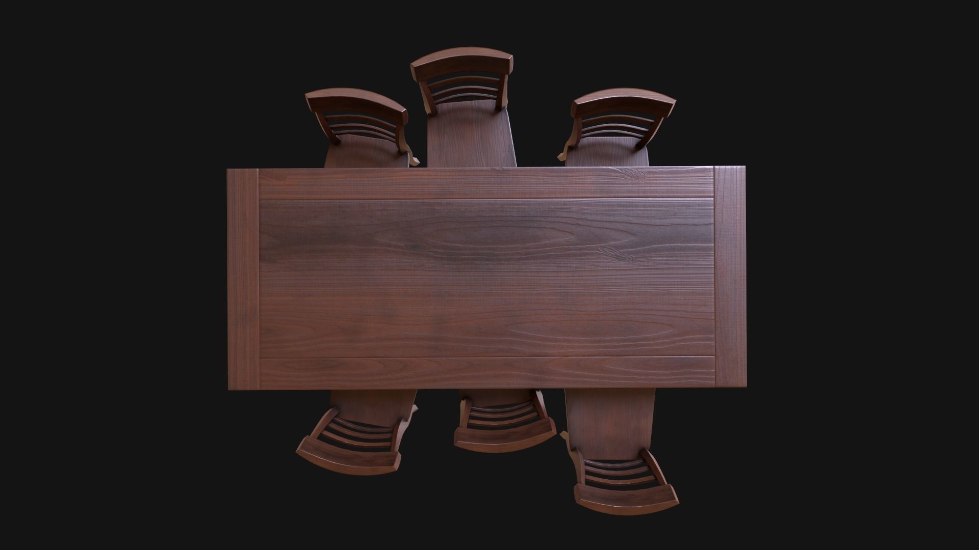 Dining Room Table and Chair Low-poly 3D model_7