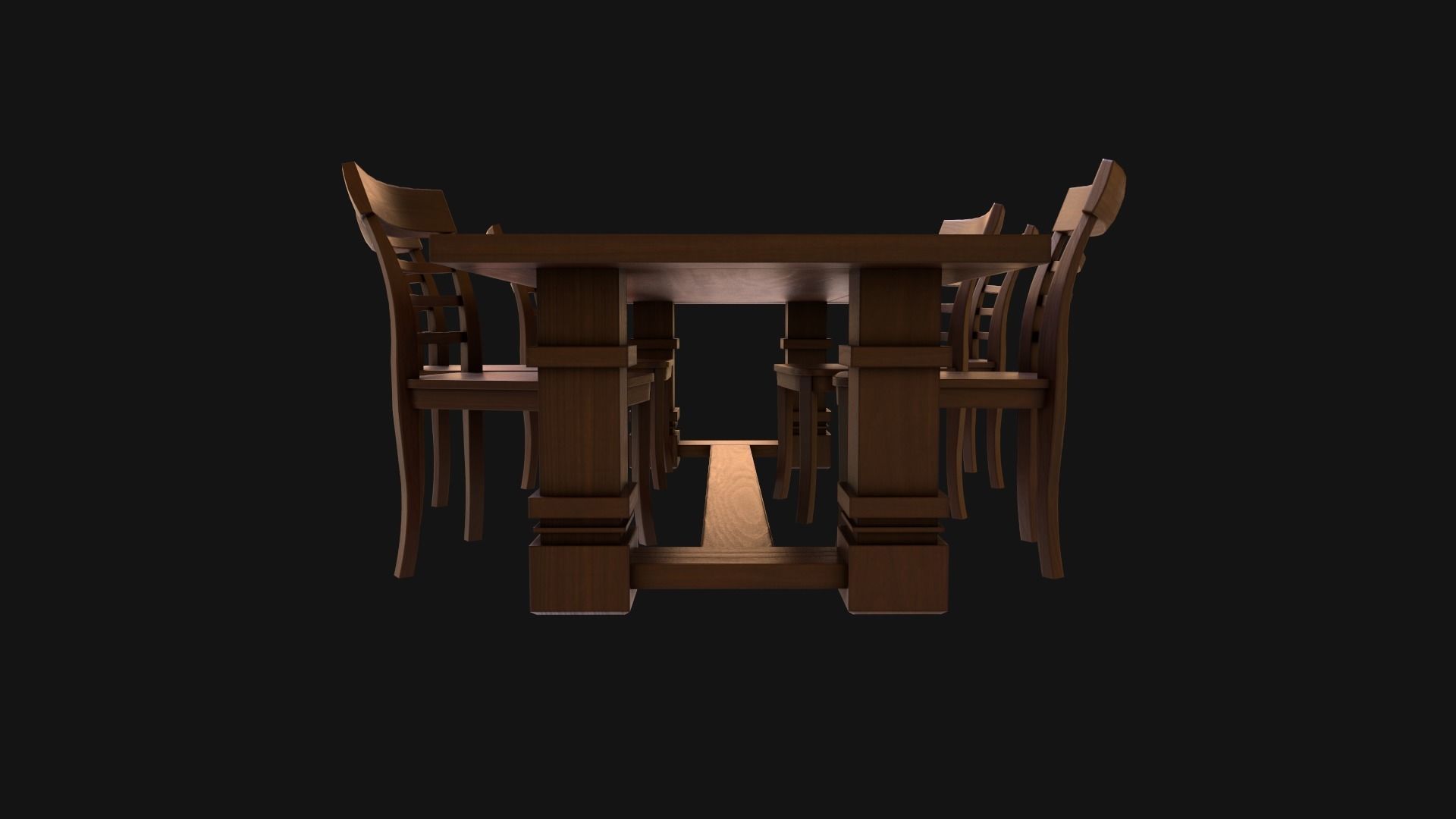Dining Room Table and Chair Low-poly 3D model_5
