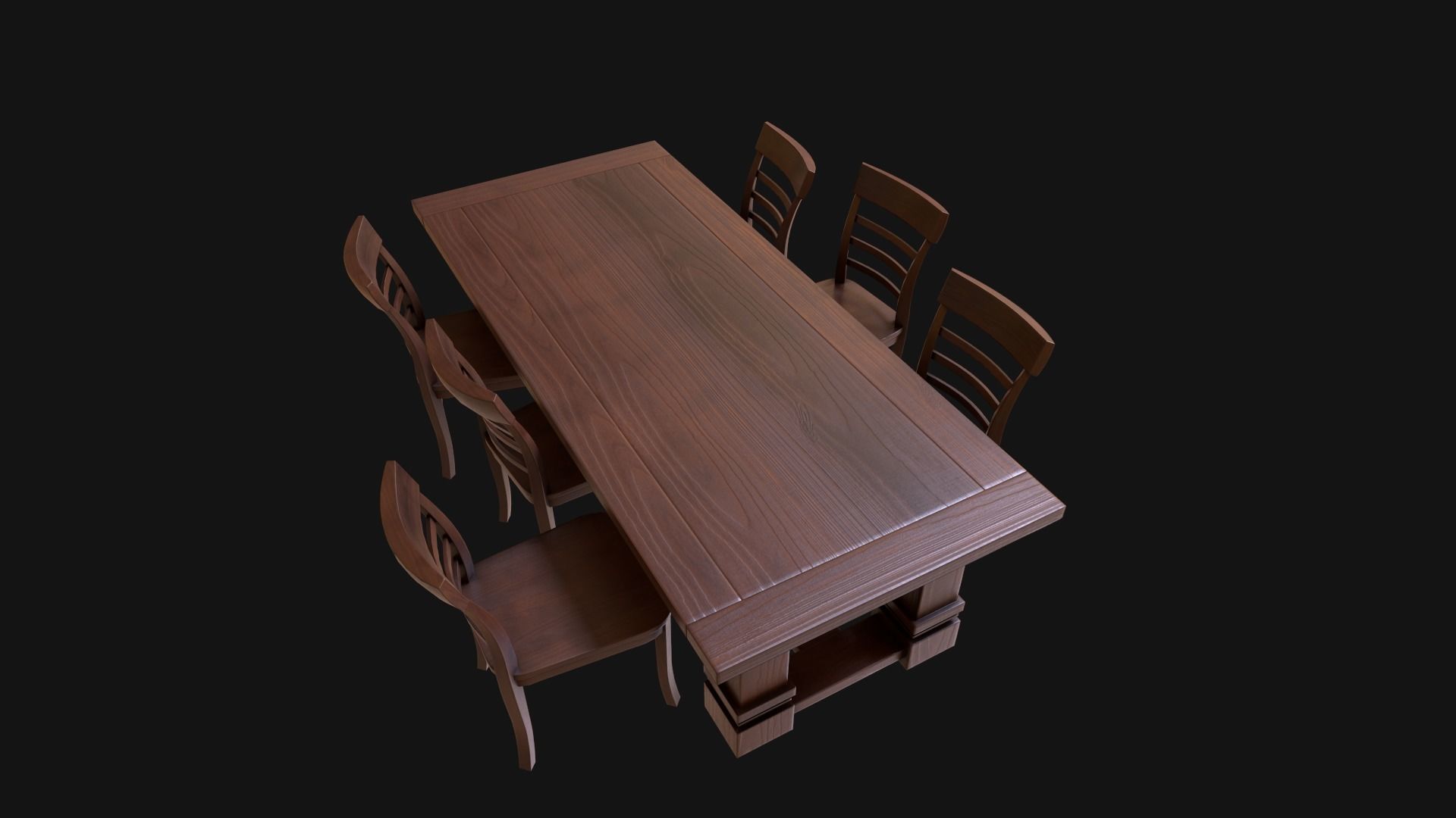 Dining Room Table and Chair Low-poly 3D model_3
