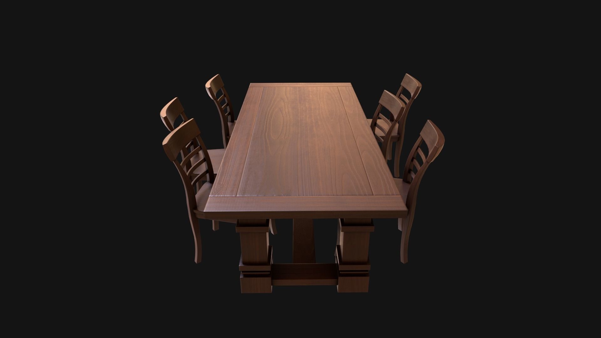 Dining Room Table and Chair Low-poly 3D model_6