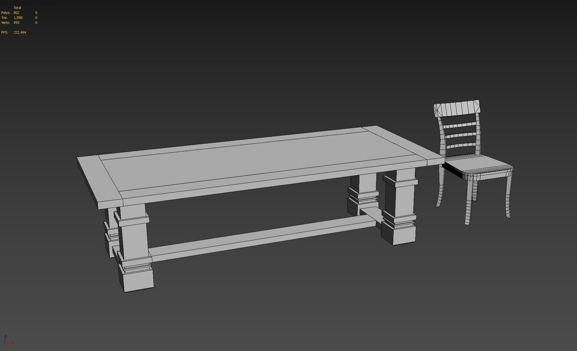 Dining Room Table and Chair Low-poly 3D model_12