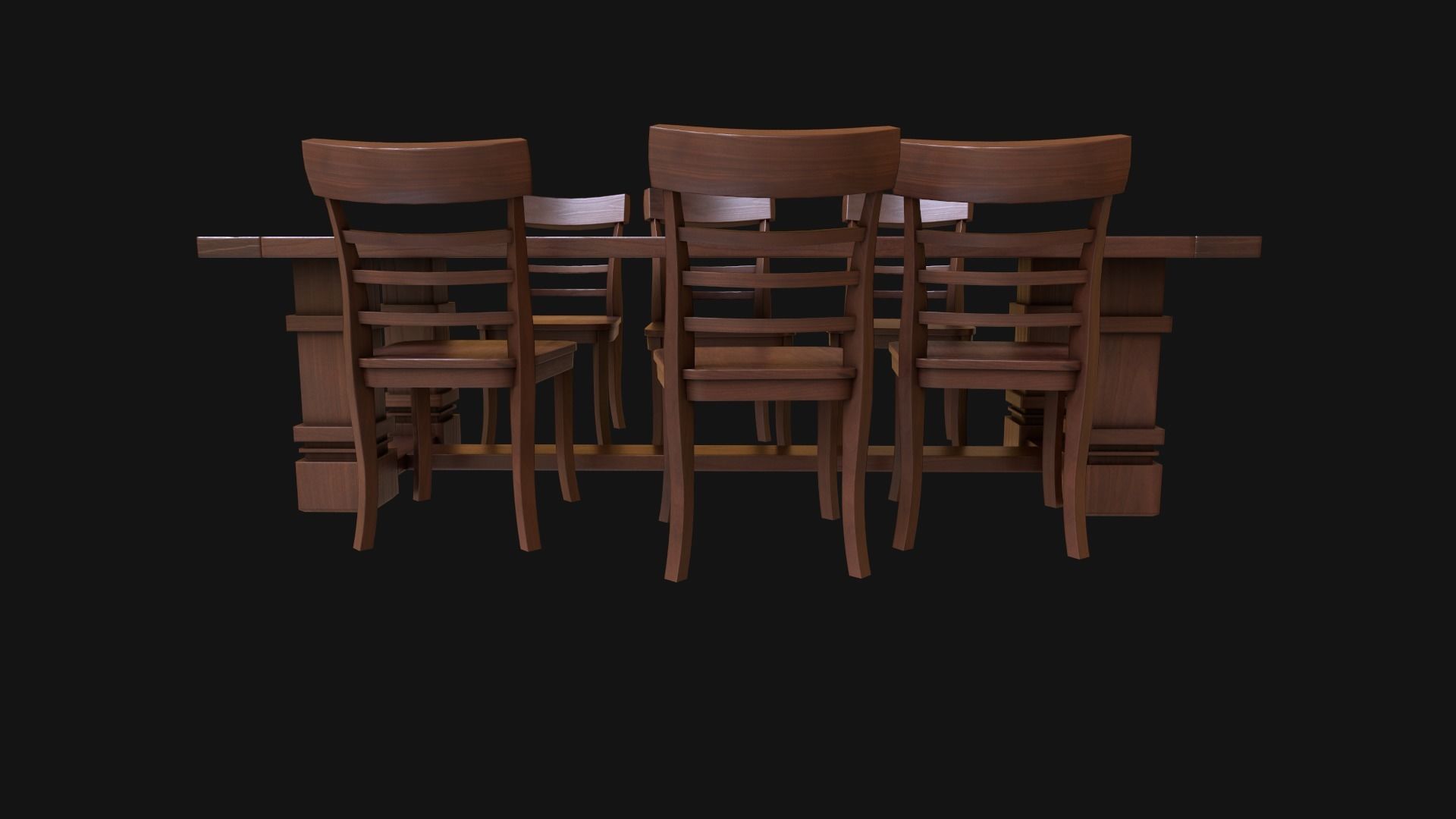 Dining Room Table and Chair Low-poly 3D model_4