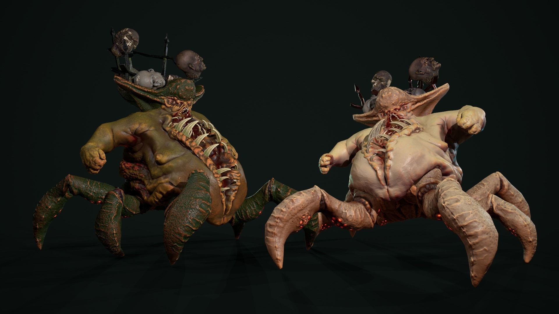 Gluttony demon riding on spider Low-poly 3D model_6