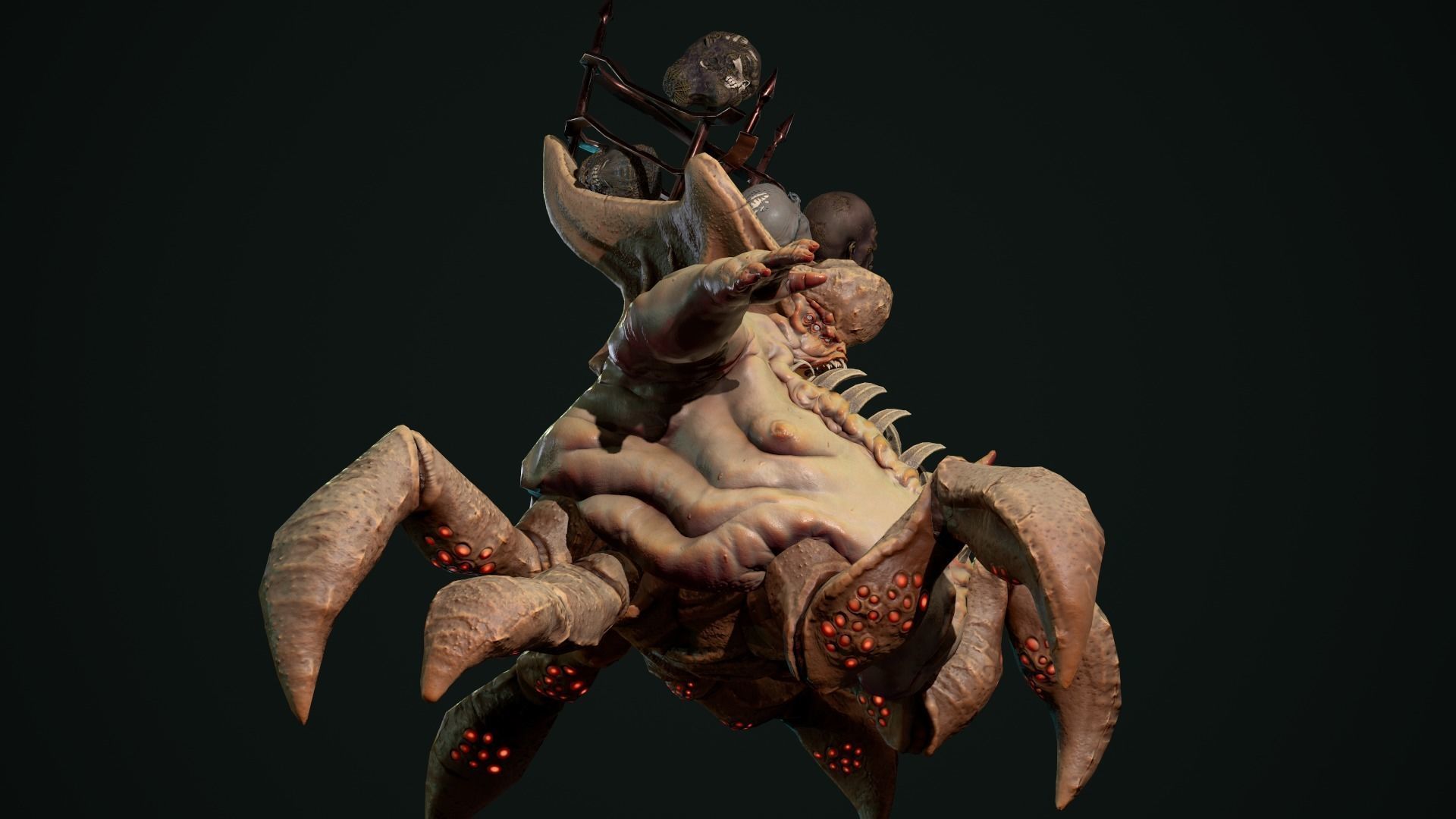 Gluttony demon riding on spider Low-poly 3D model_10
