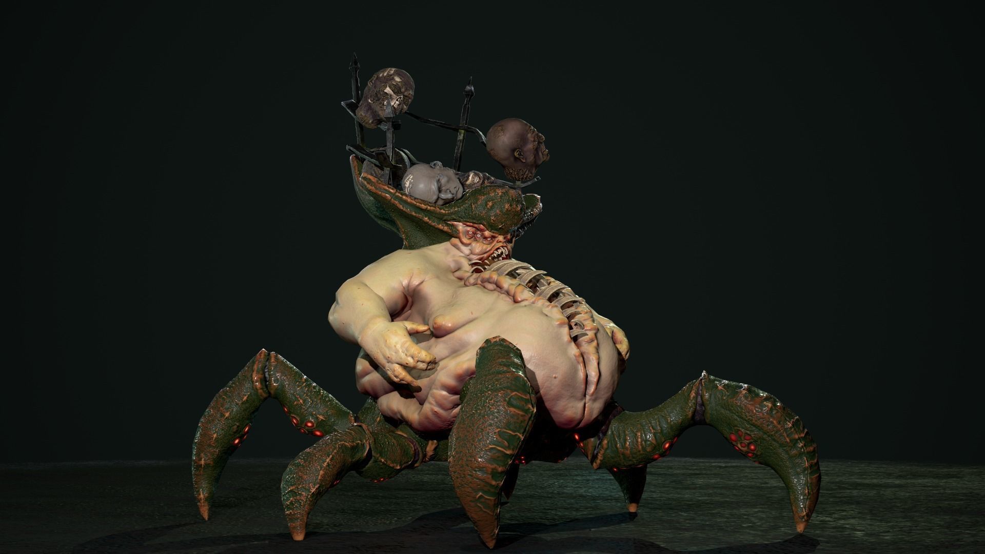 Gluttony demon riding on spider Low-poly 3D model_11
