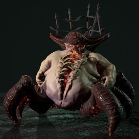 Gluttony demon riding on spider Low-poly 3D model_5
