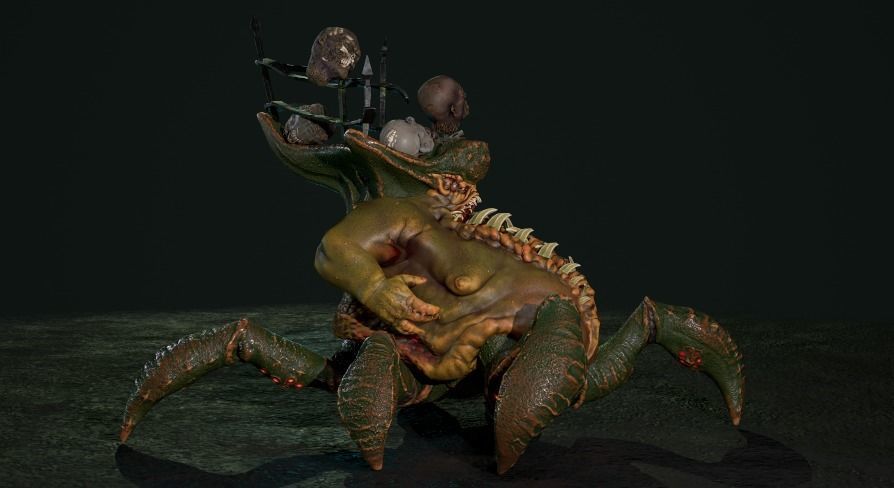 Gluttony demon riding on spider Low-poly 3D model_4