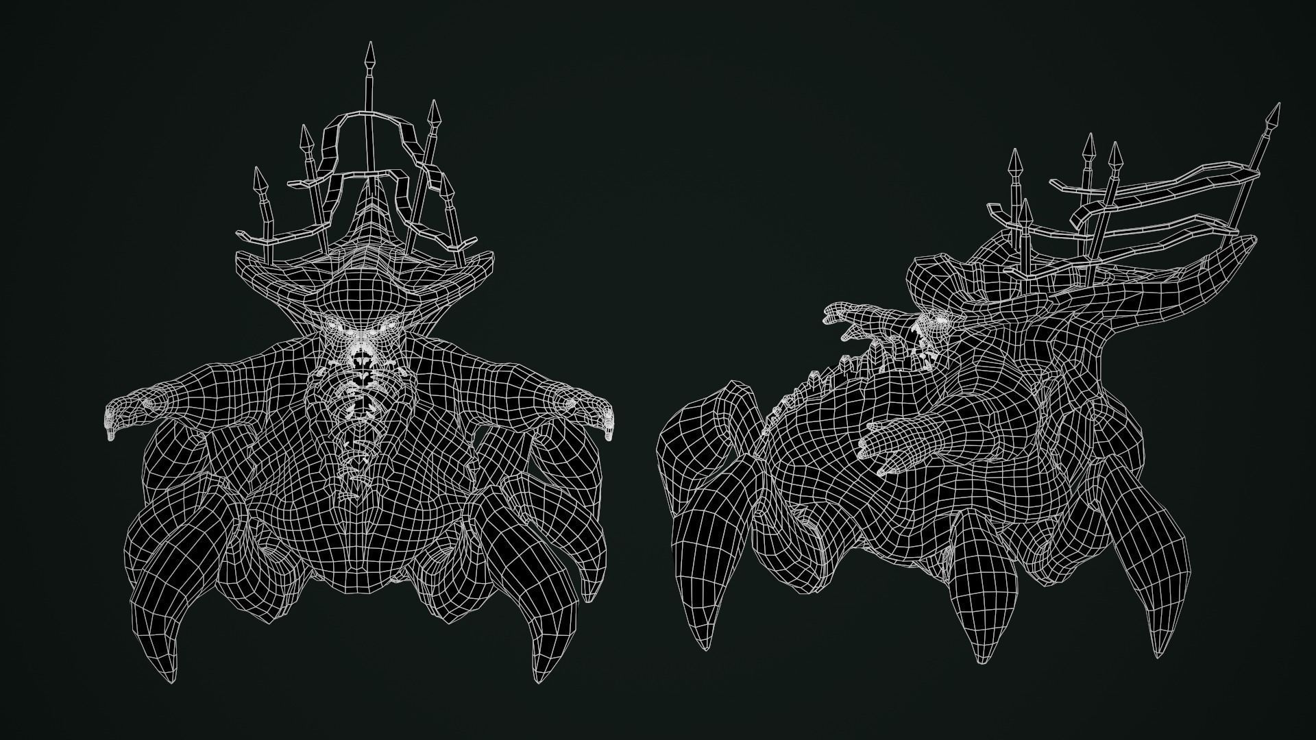 Gluttony demon riding on spider Low-poly 3D model_14